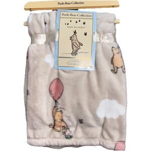 Winnie the Pooh Bear Collection Balloon Baby Blanket Cream Piglet Clouds NEW